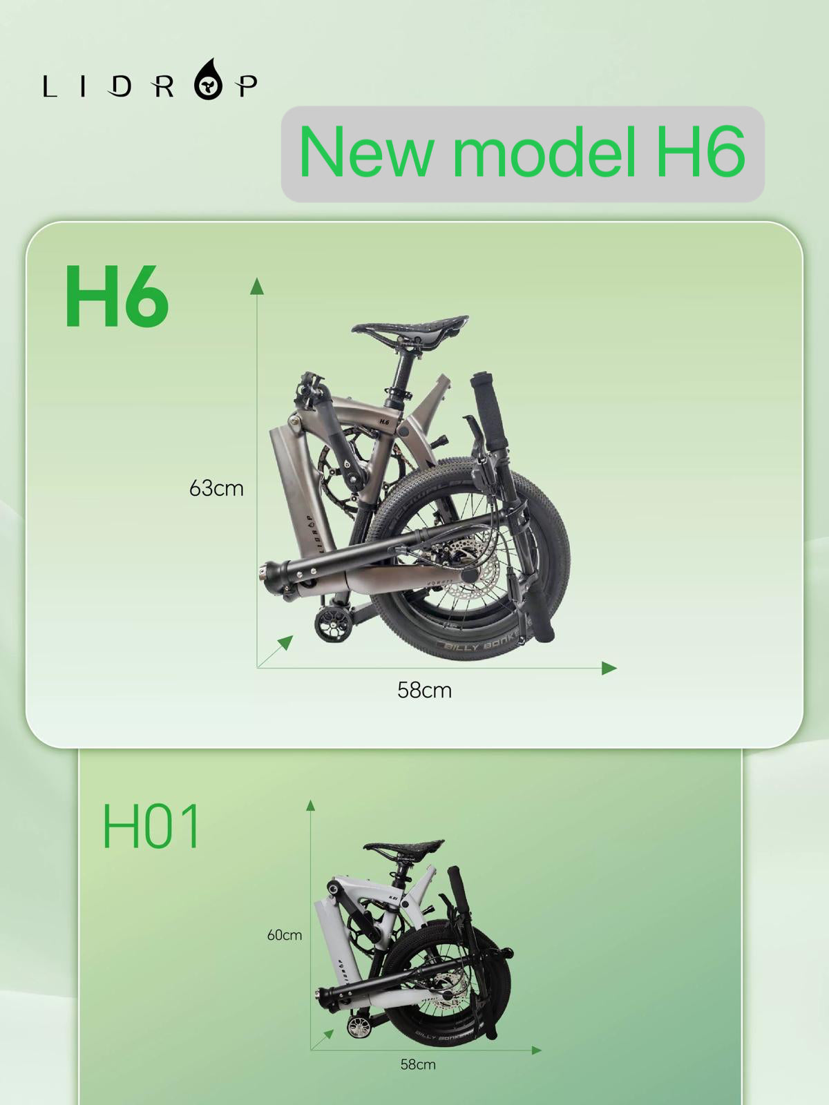 LiDrop Carbon Fiber folding bike model H01 H6s Ultra light foldable bike 16" inch wheels, disc brake, Shimano Tiagra gear, latest version