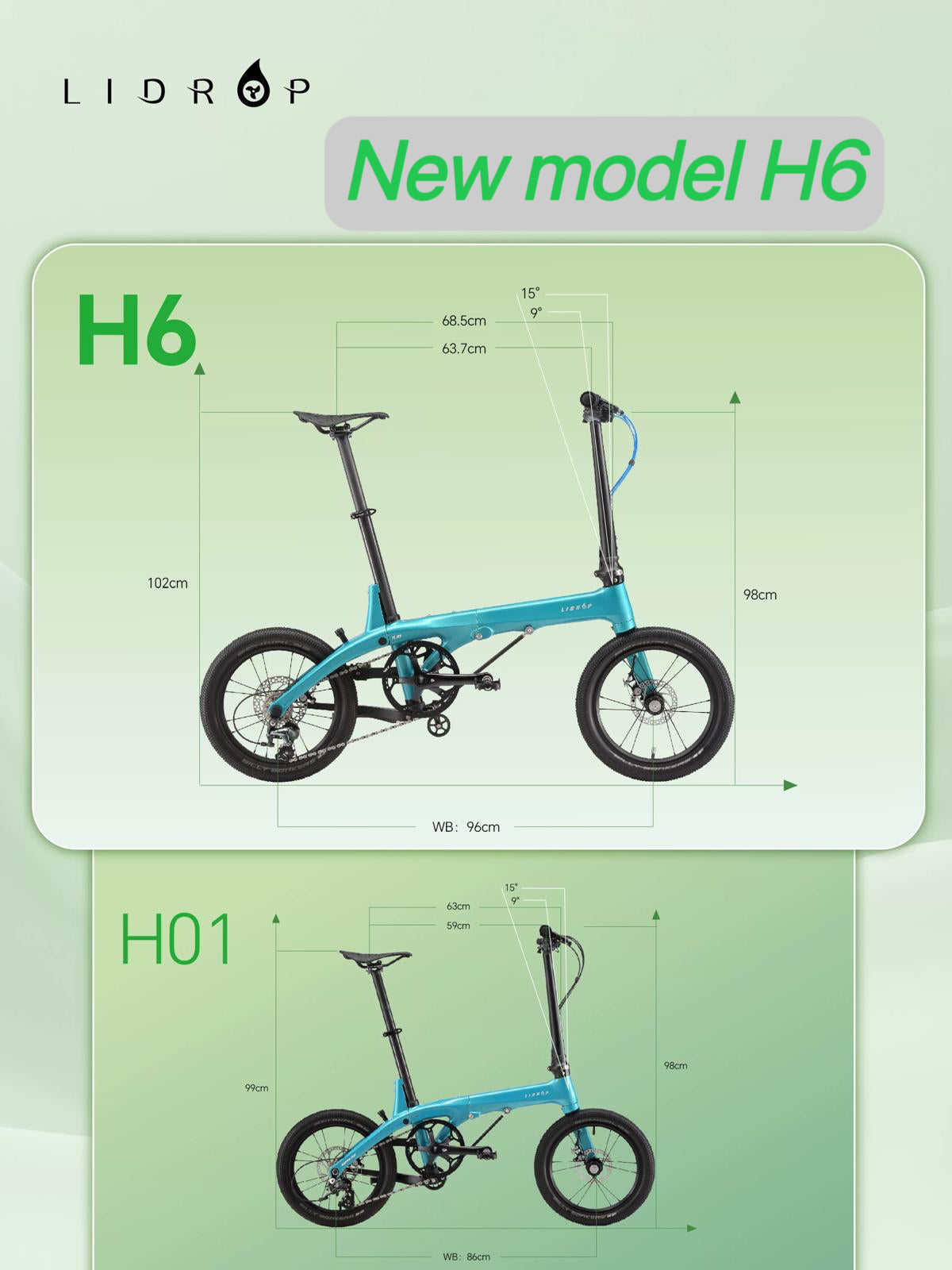 LiDrop Carbon Fiber folding bike model H01 H6s Ultra light foldable bike 16" inch wheels, disc brake, Shimano Tiagra gear, latest version