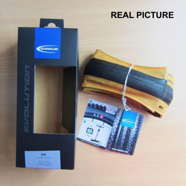SCHWALBE ONE 16 INCH TAN WALL / SKIN WALL TYRES