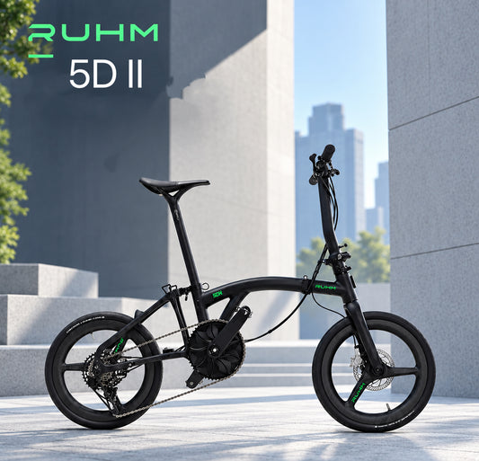 RUHM 5D II ultralight Carbon fiber trifold bike 6.6kg 7speed 16” wheels hydraulic disc brake