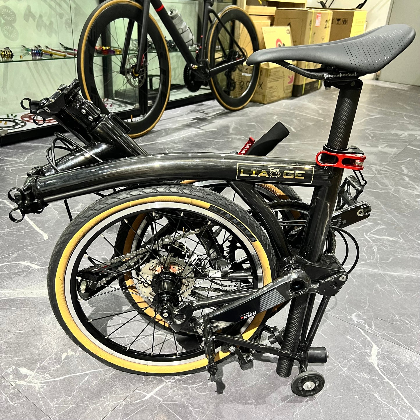 Liaoge C7 Carbon fiber trifold bike 16” wheels super light weight 7 speed 7kg