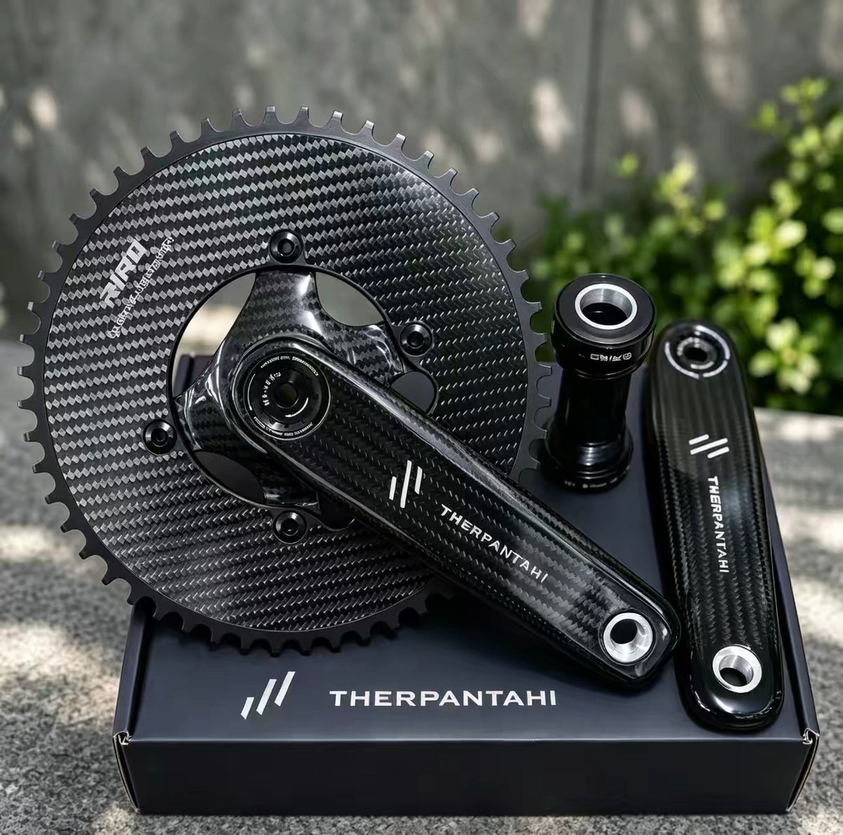 Carbon fiber crankset THERPANTAHI crank arms with RIRO Carbon-Aluminium chainring for Java Neo/J-Air light weight