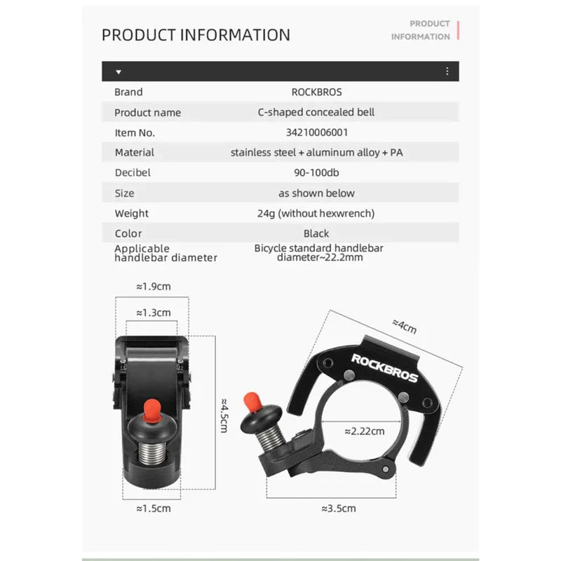 ROCKBROS bicycle bell small size light weight | Liaoge Singapore