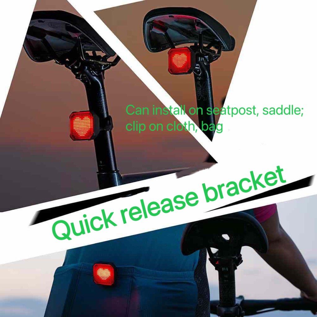 EMOJI CYCLING REAR LIGHT TAIL LIGHT HEART SHAPE CUTE CAN EDIT WITH APP